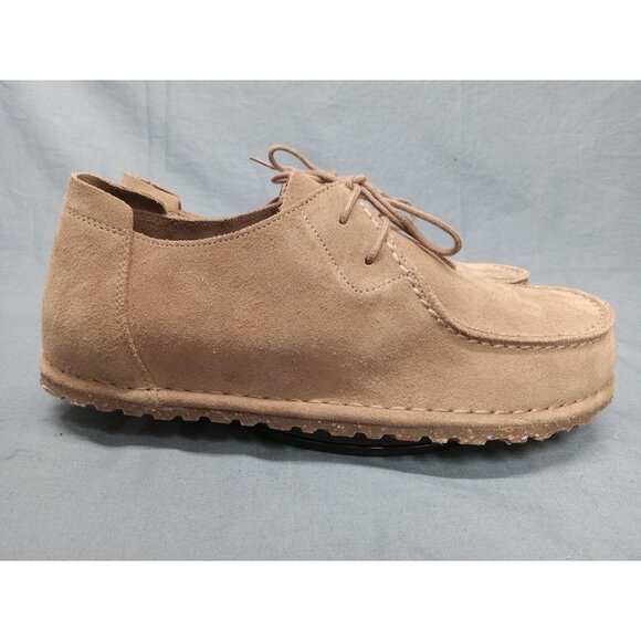 Birkenstock Mens Utti Lace Gray Taupe Suede Moccasin Size 12 REGULAR-NEW NO BOX!